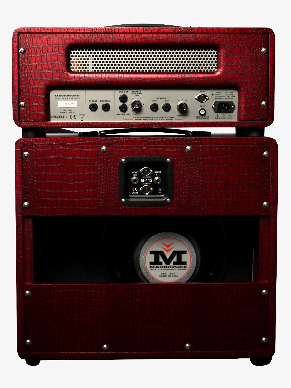 Magnatone Super Fifteen Red Croc Head and 1x12 Extension Cabinet #7752/#7796