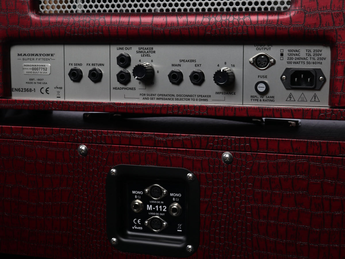 Magnatone Super Fifteen Red Croc Head and 1x12 Extension Cabinet #7752/#7796