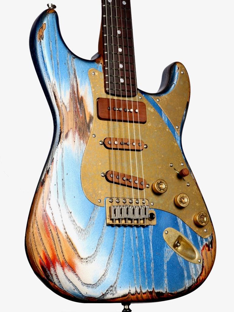 Paoletti Stratospheric Loft SSP90 Firemist Blue with Walnut Pickups #219623 - Paoletti - Heartbreaker Guitars