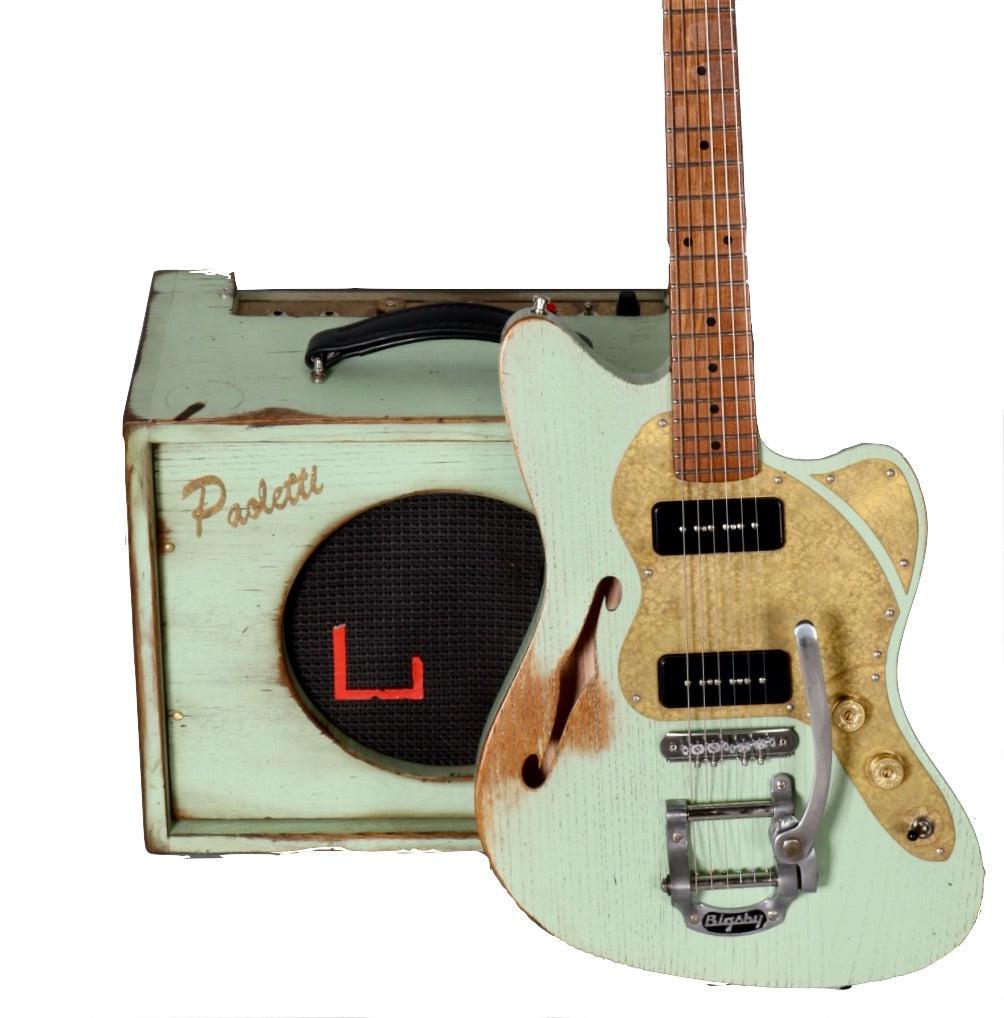 Paoletti Nancy 112 Lounge 2P90 Sage Green and Brutal 6W Combo Amp Bundle - Paoletti - Heartbreaker Guitars