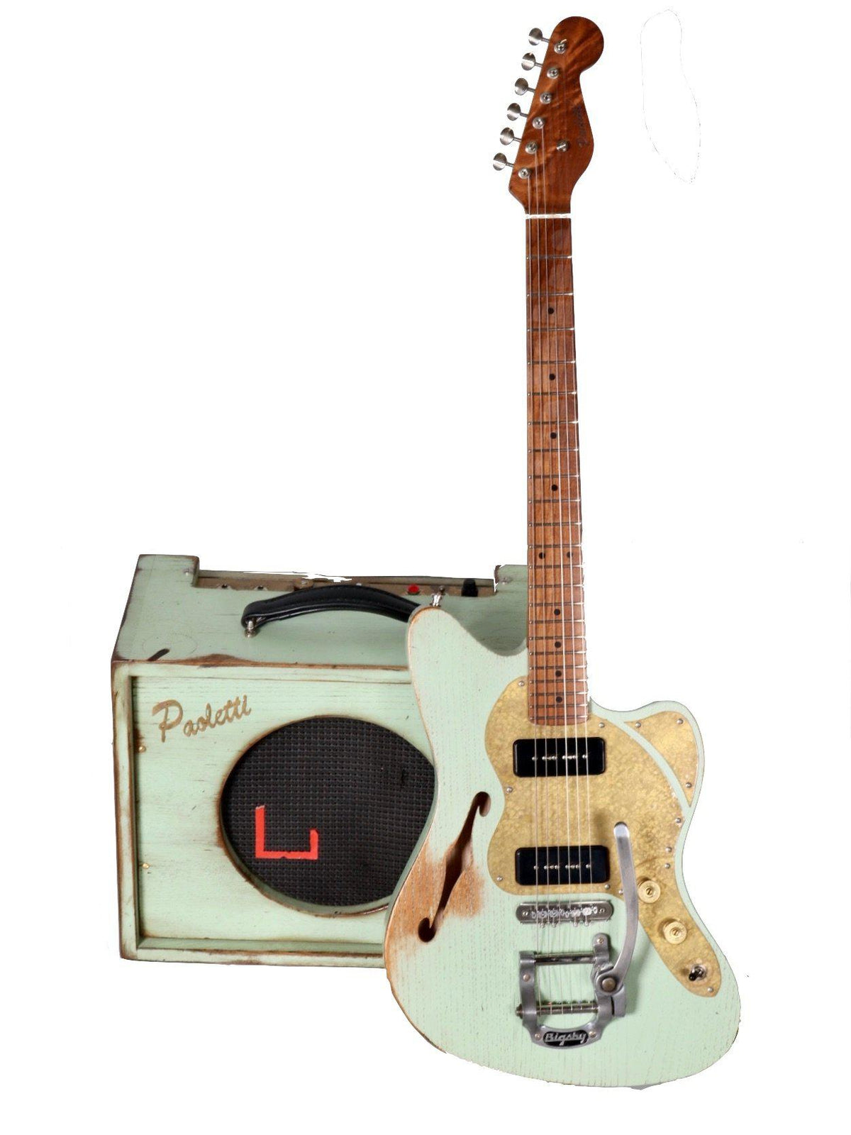 Paoletti Nancy 112 Lounge 2P90 Sage Green and Brutal 6W Combo Amp Bundle - Paoletti - Heartbreaker Guitars