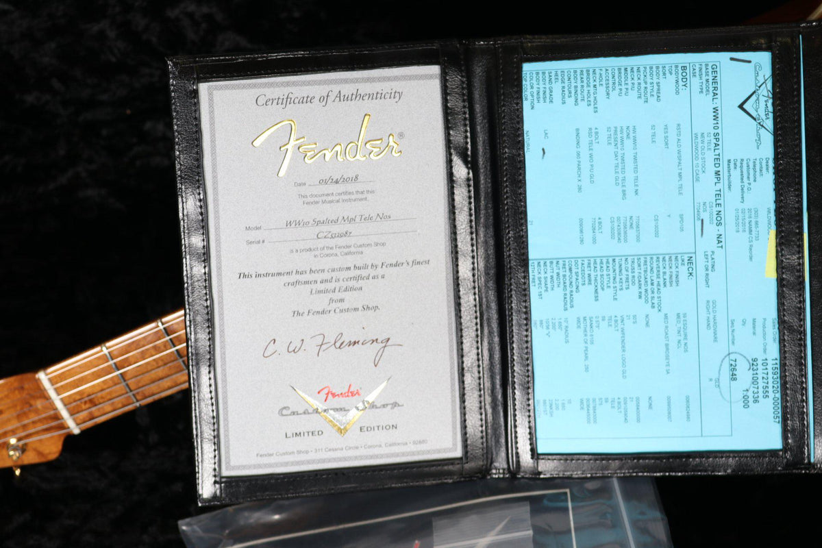 Pre-Owned Fender Custom Shop Telecaster Artisan Series Spalted Maple Dead Mint! - Pre-Owned - Heartbreaker Guitars