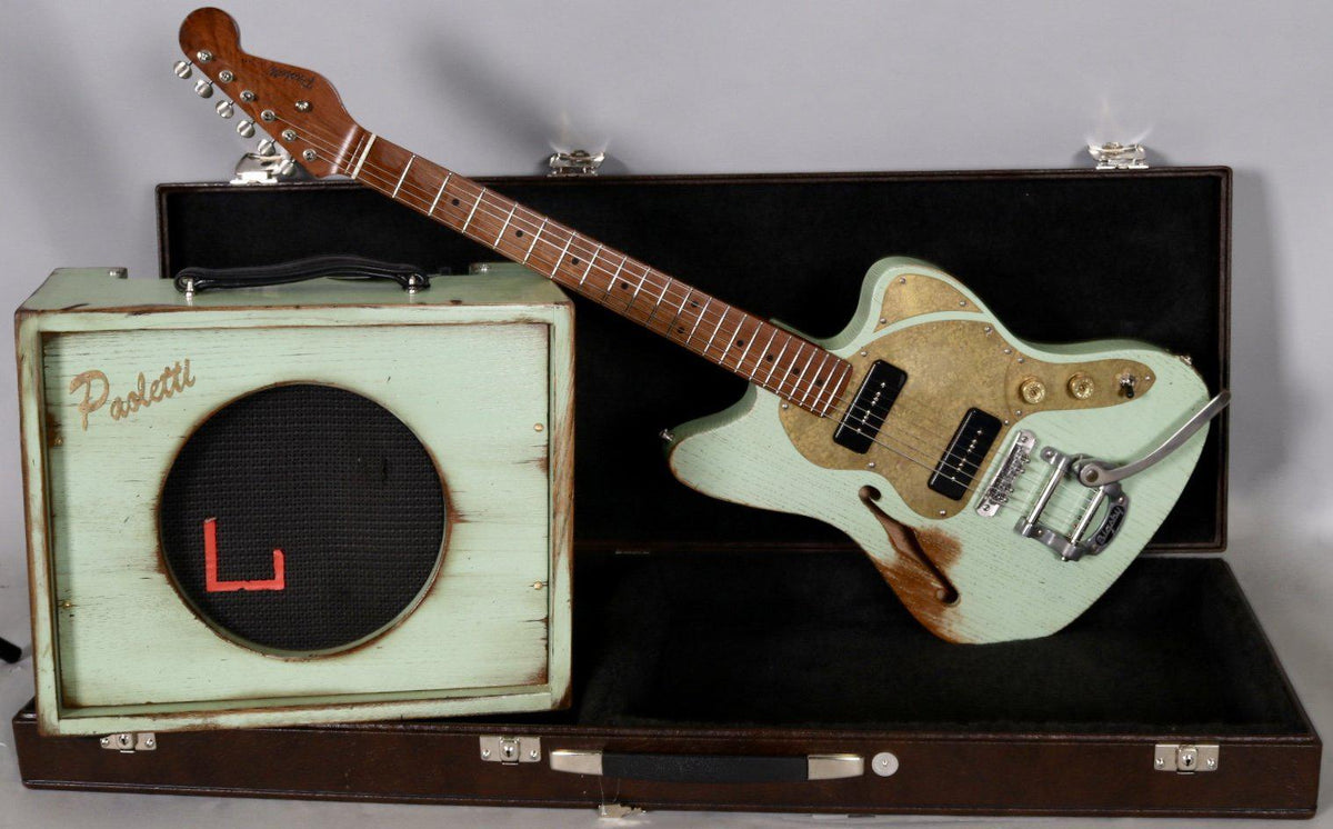 Paoletti Nancy 112 Lounge 2P90 Sage Green and Brutal 6W Combo Amp Bundle - Paoletti - Heartbreaker Guitars