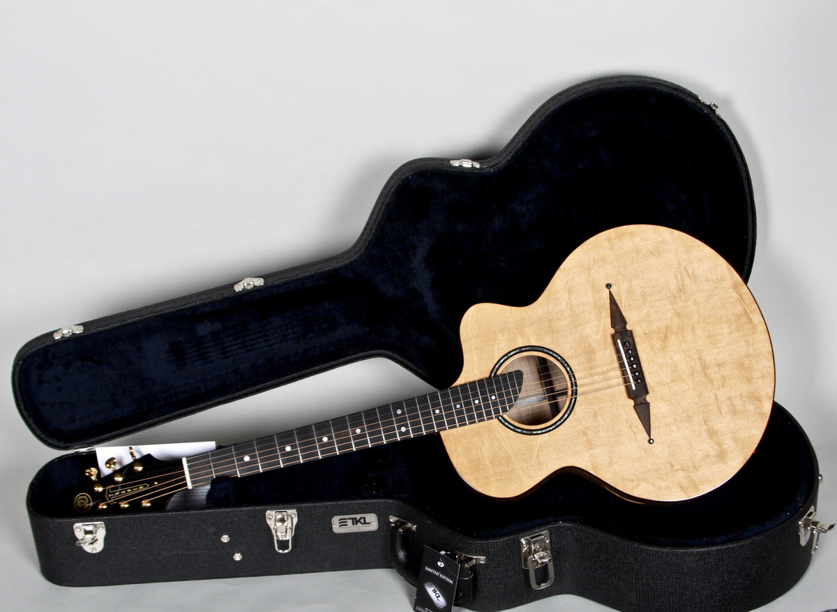 Rick Turner Compass Rose Acoustic Bear Claw Sitka over Flamed Maple with Pick Up - Rick Turner Guitars - Heartbreaker Guitars