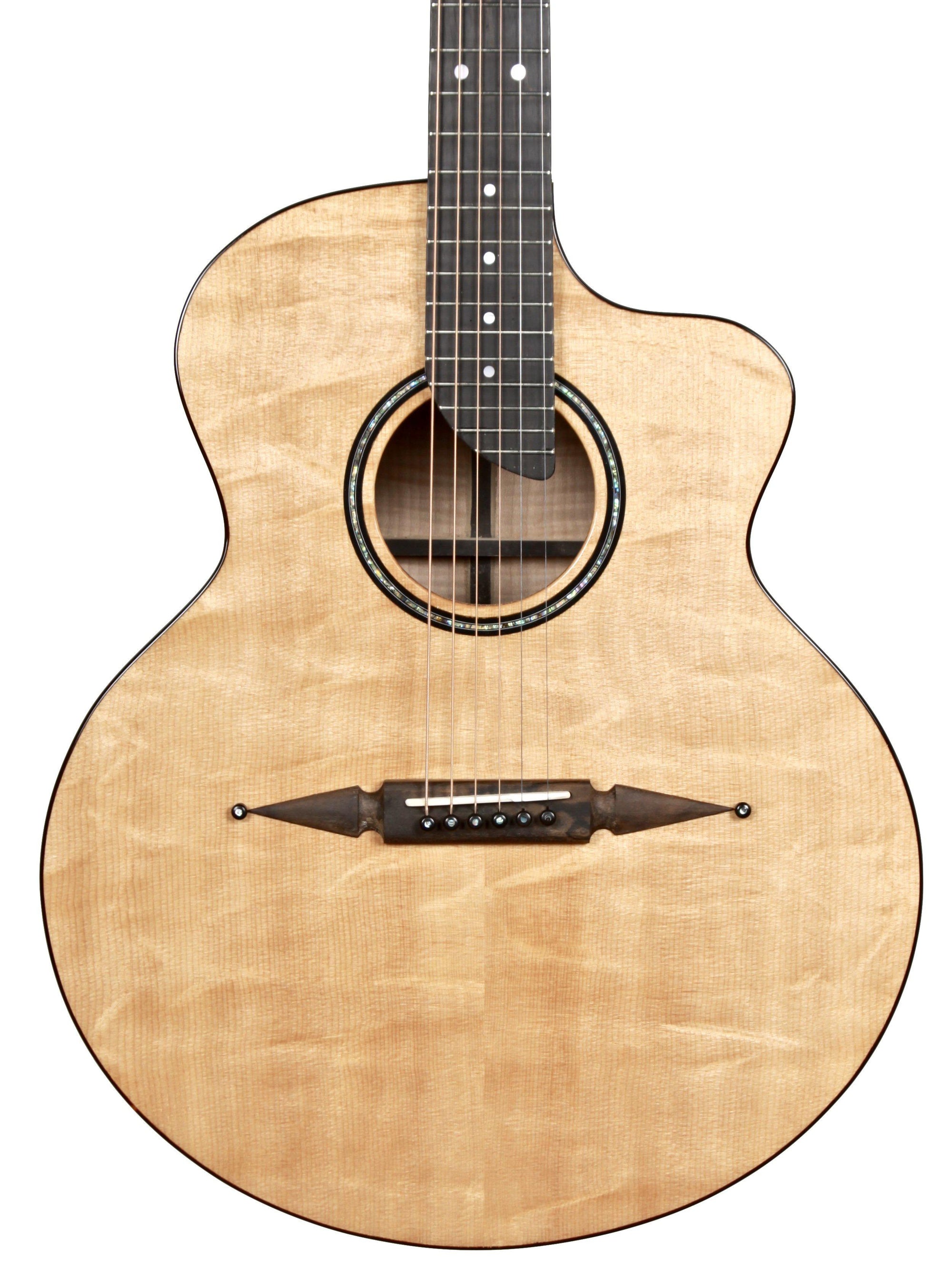 Rick Turner Compass Rose Acoustic Bear Claw Sitka over Flamed Maple with Pick Up - Rick Turner Guitars - Heartbreaker Guitars