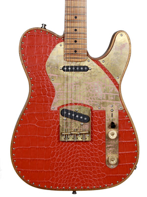 Paoletti Nancy Tele Red Leather Top Upgraded Neck - Paoletti - Heartbreaker Guitars