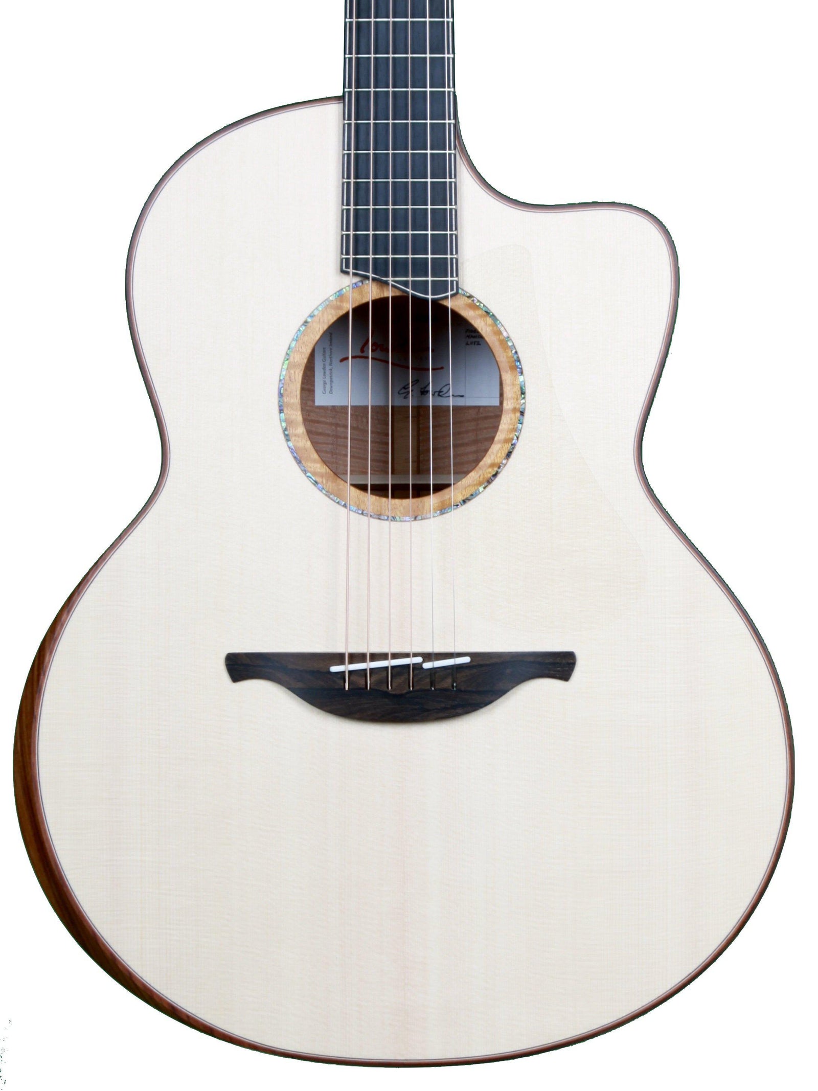 Lowden F50c Lutz Spruce / Fiddleback Mahogany with Bevel - Lowden Guitars - Heartbreaker Guitars